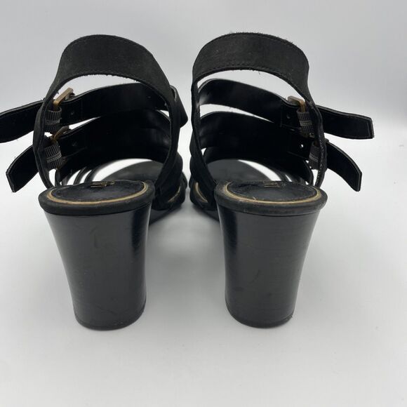 Lauren Ralph Lauren Sandals Linda Black Leather Wedge Thong Dressy Summer 10B - Picture 6 of 9